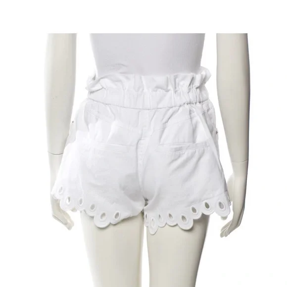 High-Waist White Eyelet Scallop Hem Shorts - Picture 2 of 2